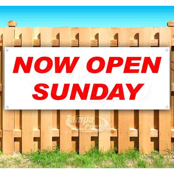 Now Open Sunday Banner 13 oz | Non-Fabric | Heavy-Duty