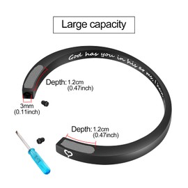 Dletay Stainless Steel Cuff Bracelet, Adjustable Memorial Cremation Bracelet, God Black
