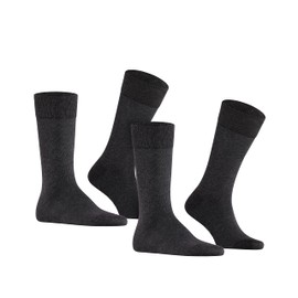 FALKE Men's Happy Double Pack M So Cotton Plain 2 Pairs Socks, Grey Anthracite Melange 3080, 8.5-11