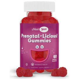 Maxi Health Women's Organic Prenatal Gummies - Kosher Cherry Flavored Pre Natal Gummy - Prenatal Vitamins for Women with Folic Acid and Iron for Fetal Development, 60 Count
