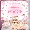 Welcome Baby Girl Backdrop - Pink Bow Baby Shower Party