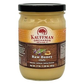 Kauffman Orchards Raw Alfalfa Honey, Unheated and Unfiltered, 17 Ounce Jar