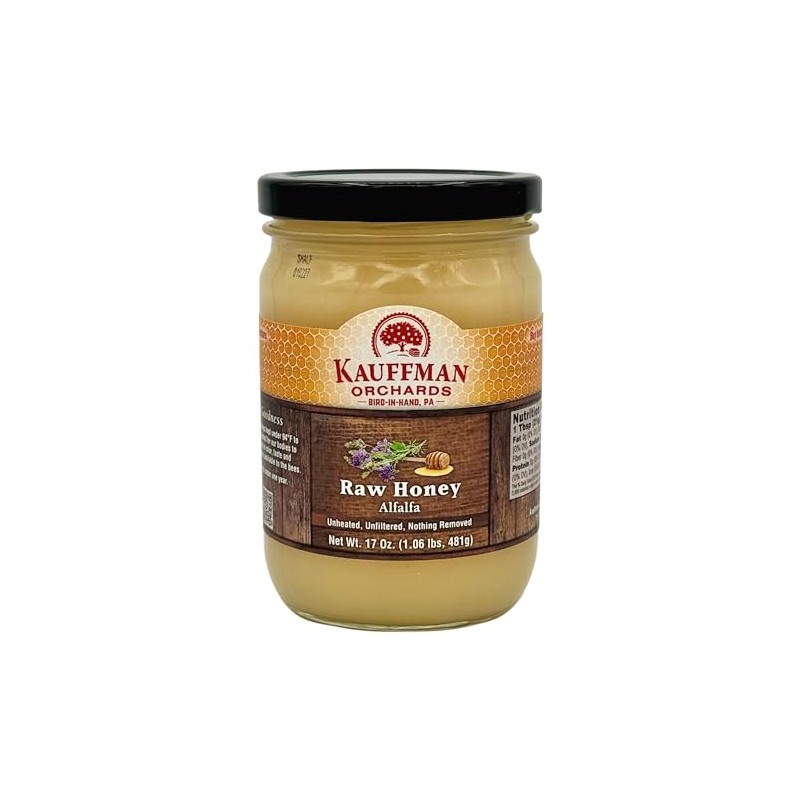 Kauffman Orchards Raw Alfalfa Honey, Unheated and Unfiltered, 17 Ounce