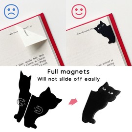 Yasest Magnetic Bookmarks - 6 Pieces Cute Black Cat Magnet Bookmark Clips for Women Teachers Students Book Lovers Reading, for School Office Home Supplies, Bookmarks