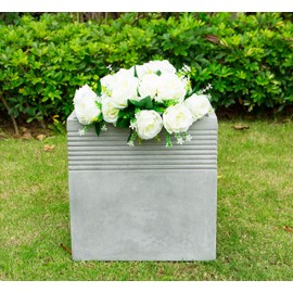 Kante 15" x 15" x 15" Lightweight Modern Square Outdoor Concrete Planter, Ideal for Succulent Ficus Plants, Natural Concrete