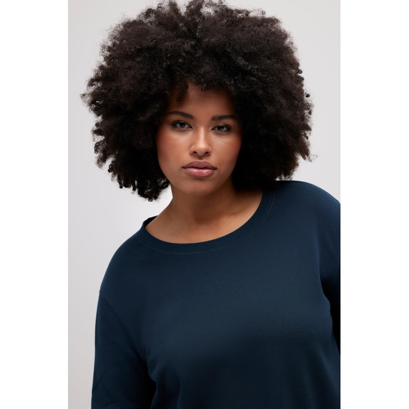 Ulla Popken Women's Cropped Sweatshirt, navy