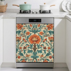 Magnetic Dishwasher Cover,Boho Ethnic Flower Reusable Dishwasher Magnetic Cover Decorative Door Covers Panel for Home Kitcen 23" x 26"