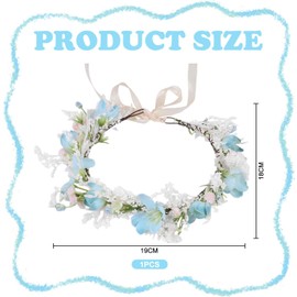 1 Piece Blue And White Garland, Creative Simulated Flower Headband, Adjustable Lace-Up Hair Accessories, Shooting Props, Bridal Hairstyle Decoration.