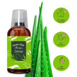 Organic Concentrated Aloe Vera Juice Detoxification Maximum Strength Cristal Bottle or Jerrican with 30ml Measuring Cup/Dispenser Pump (250ml)