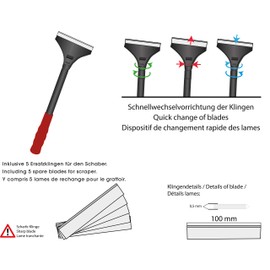 Green Home - Paint Scraper Premium 30 cm Wallpaper Scraper [Quick Change Device] - 100 mm Including 5 Replacement Blades [Set of 2]
