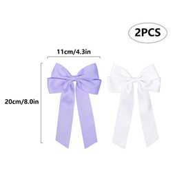 2 Pack Bow Hair Clips, Pink Hair Bows for Women Girls, Large Bow Clips Hair Barrette Hair Accessories(White, Purple)