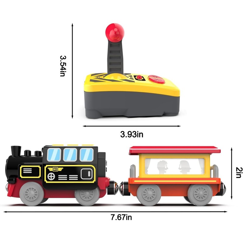 HYPERLIVING Motorized Trains for Wooden Track, Remote Control Train with