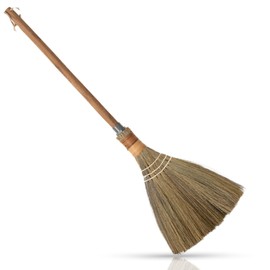 BMart Home Natural Whisk Sweeping Hand Handle Broom - Vietnamese Straw Soft Broom for Cleaning Dustpan Indoor-Outdoor, Sofa, Car Hood, Decoration Items - 9.84'' Width, 27.55" Length