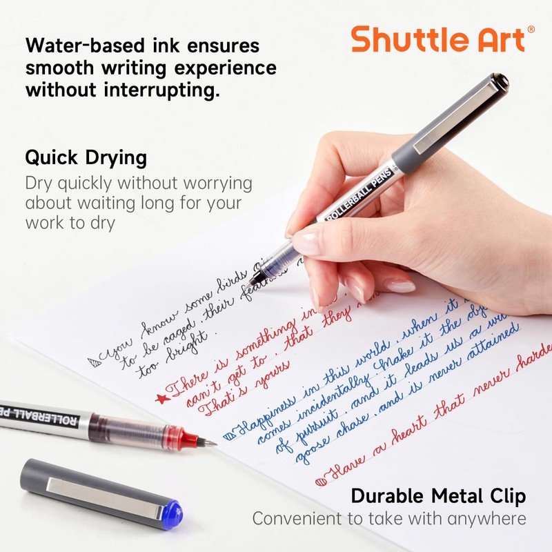 Shuttle Art Rollerball Pens, 25 Pack (21 Black, 2 Blue,