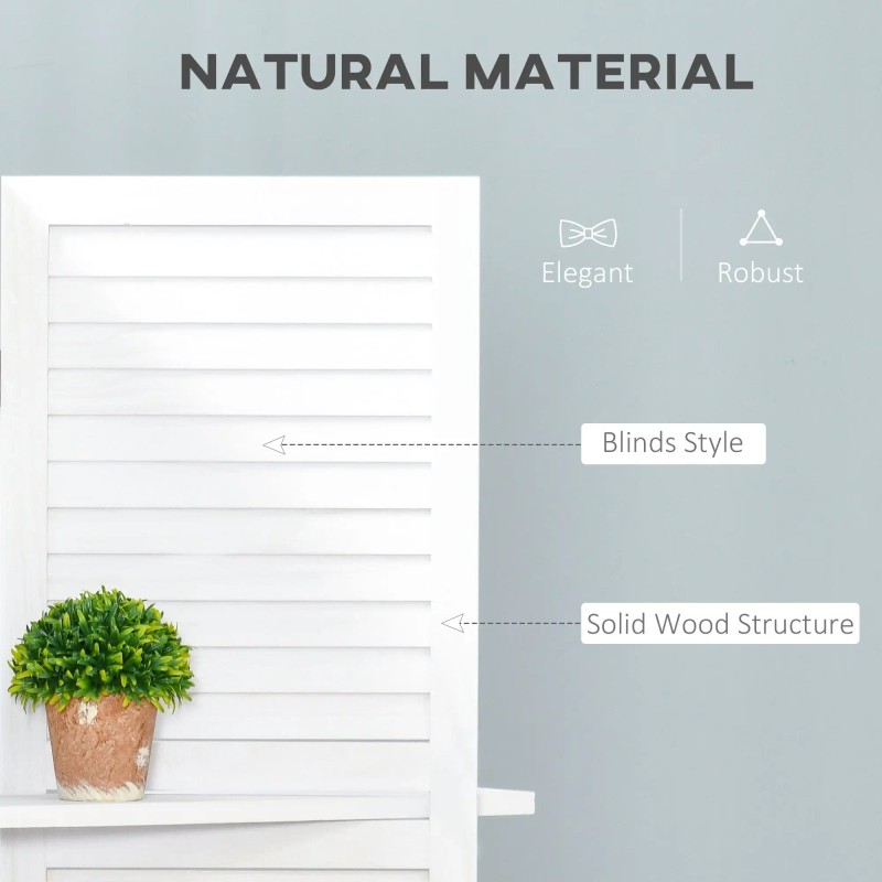 67" 4-Panel Portable White Folding Room Divider Wooden Privacy Screen