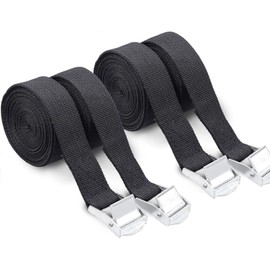 Pack of 4 Short Tie Down Straps 2.5 m x 25 mm, Black Tie Down Straps with Clamping Lock, Adjustable Tie Down Straps with Ratchet Fastening Straps for Bicycle Carrier, Motorcycle, Car, Rear Carrier,