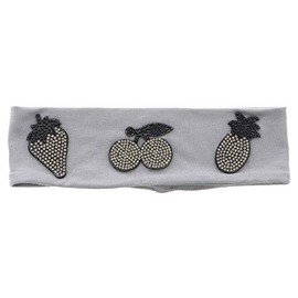 Fancy Headband Headwrap for Girls with Gem Fruit - Grey