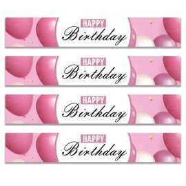 Pack of 4 birthday banners Bunting gift for her 16th 18th 21st 30th 40th 50th 60th 70th photo banners party streamers gift for him 3 Foot Wide | Folded Delivery (4 Pack - Pink)