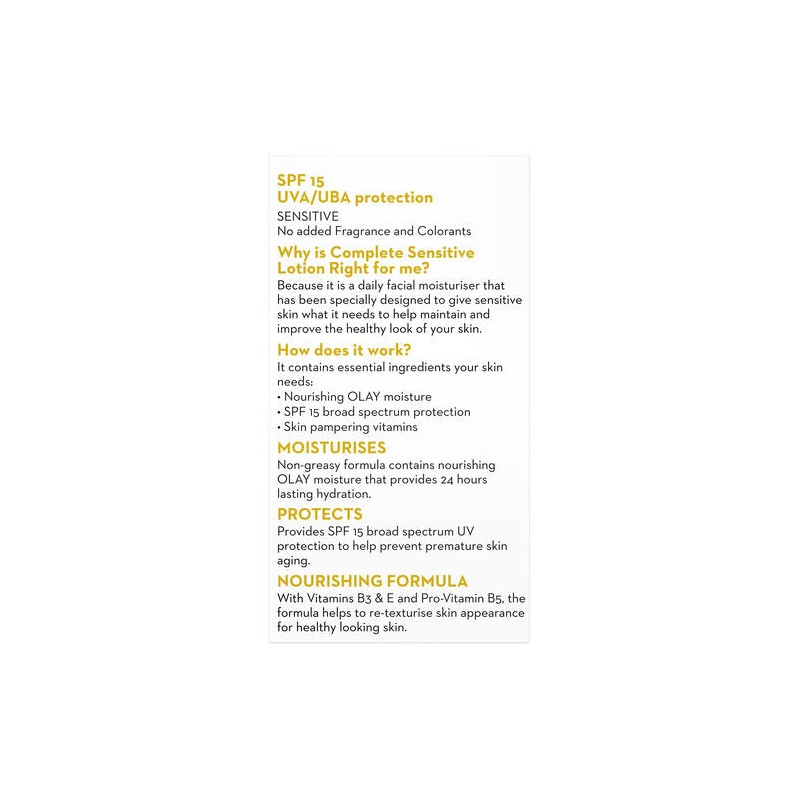 Olay Complete UV Protection Moisture Lotion Sensitive Spf 15 150