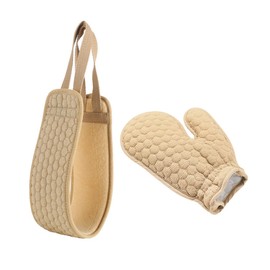 FRCOLOR 2pcs Double-sided Body Scrubbers Exfoliating Gloves Back-pulling Towel for Effortless Shower Cleaning Bath Accessories for Deep Cleansing and Relaxation