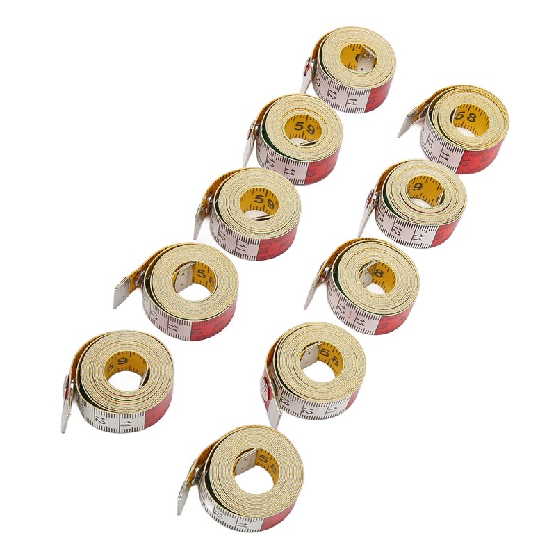 10pcs Soft Measuring Tape 60Inch 150cm Double Sided Colorful Clear