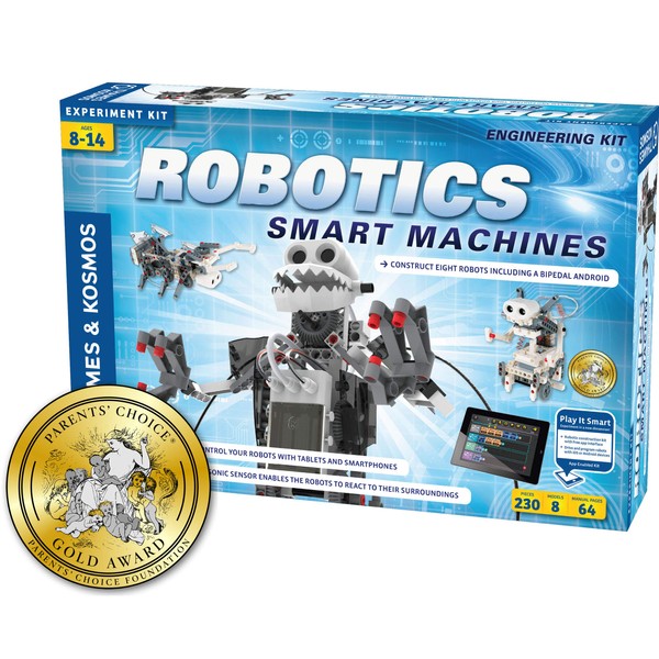 Thames & Kosmos | Robotics Smart Machines | Robotics for Kids 8 and up | STEM Kit builds 8 Robots | Full Color Manual to help with assembly | Requires tablet or smartphone | Parents' Choice Gold Award