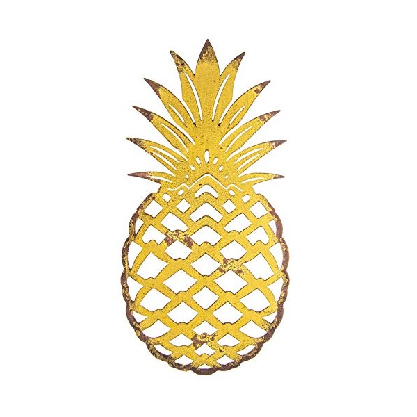 Everydecor Yellow Pineapple Metal Wall Decor