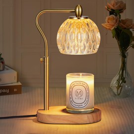 NVRGIUP Candle Warmer, Candle Warmer Lamp with Timer & Dimmer Height Adjustable for All Size Scented Candles, with 2 * 50W Bulbs for Home Decor Mothers Day(Gold)