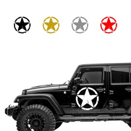 Autodomy 4 x 4 off-road army star military destroyed military star US army sticker various sizes 10 cm 15 cm 20 cm 25 cm pack of 2 for car, 10 cm, White