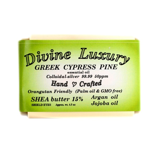 Colloidal Silver Soap Bar Cypress Pine (Essential Oil) DivineLuxurySoap - All Natural, No Palm Oil, Feel Clean, Safe, Bubbly