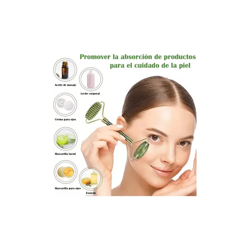 Rodillo De Masaje Facial De Jade Gua Sha Rejuvenece Kit