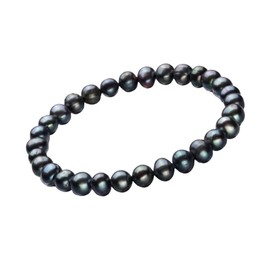 Treasure Bay Stunning 7-8mm Freshwater Pearl Bracelet for Women and Girls (Black)