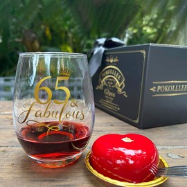 Pokolllee 65th Birthday Wine Glass, Funny 65 Years Old Gift for Mom, Friends, Wife, Female Coworker
