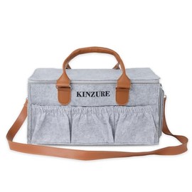 KINZURE Baby Diaper Caddy Organizer Nursery Diaper Bag Storage Waterproof Car Diaper Caddy with Lid for Newborn Essentials