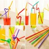 Flexible Straws, Happybase 200pcs Colorful Disposable Plastic Long Plastic Drinking
