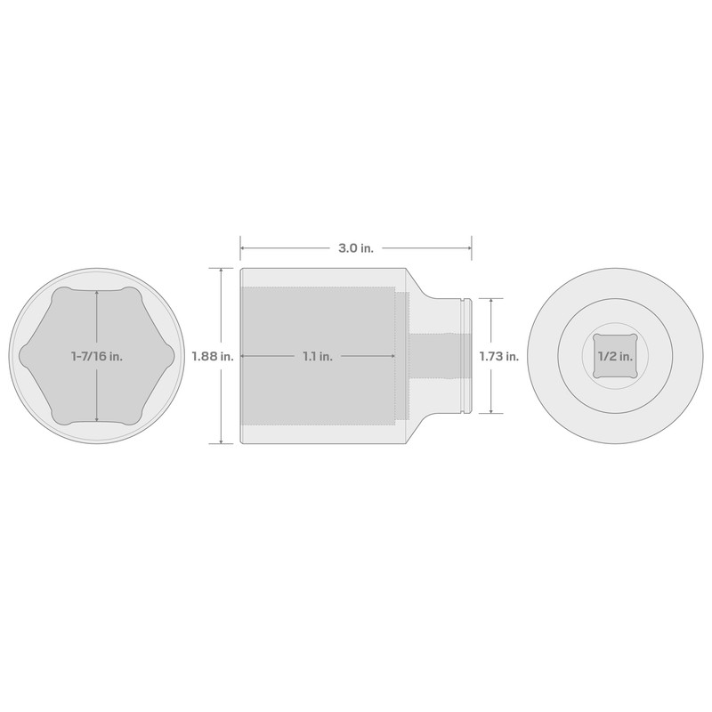 TEKTON 1/2 Inch Drive x 1-7/16 Inch Deep 6-Point Socket