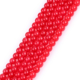 GEM-Inside Natural 4mm Red Jade Round Gemstone Semi Precious Loose Beads for Jewellery Making 15''
