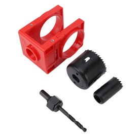Lock Installation Kit, Carbon Steel Door Lock Hole Saw Kit 1 Inch and 2 1/8 Inch Hole Saws Door Lock Jig Tool for Wooden Doors with Guide Template (Red)
