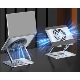360° Rotating Laptop Cooling Stand for Asus ExpertBook VivoBook Zenbook Laptop 13 14 15 16 inch with Removable Magnetic Cooling Fan, Dual Pivot Fully Foldable for Desk and Adjustable for Storage