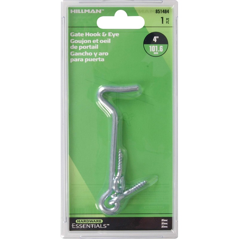 Hillman Hardware Essentials 851484 Hook and Eye Latch Zinc 4"