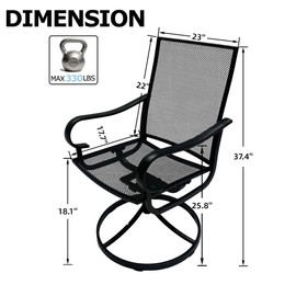 Stabrech Patio Swivel Chairs Set of 2, Outdoor Swivel Chairs with Metal Mesh Seat, High Back Metal Mesh Patio Chairs with Steel Frame, All-Weather Outdoor Dining Chairs for Deck, Porch and Lawn