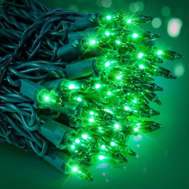 woohaha Christmas String Lights, 120V UL Certified 2PACK 50 Count Incandescent Clear Mini Green Wire Fairy Light, Xmas Tree Lights for St. Patrick's Day Patio Garden Outdoor Indoor, Green