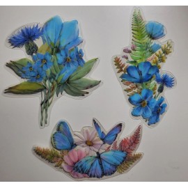 Unbranded Blue and Pink Floral Stickers- 30 stickers-2 ea of 15 images Orchids on Shore