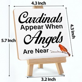 Memorial Gifts for Loss of Love One, Cardinals Desk Decor Cardinals Appear When Angels Are Near Wooden Sign with Easel Cardinals Decorations for Home