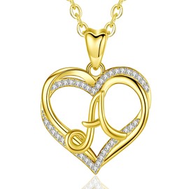 INFUSEU Initial A Necklace Women Letter Heart Jewelry Gold Pendant Alphabet Capital Monogram