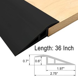 Floor-Transition-Strip Door-Threshold-Ramp 36 inch, 1/2'' ~ 3/5'' Thresholds for Doorways, Wheelchair-Ramp Edge-Reducer Threshold-Transition-Strip for Door/Carpet/Tile/Floor (Black)