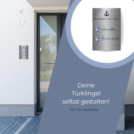 Double Doorbell with Two Buttons and Engraving – Stainless Steel Bell Plate Model Büchner 12 x 18 cm with Premium Bell Buttons