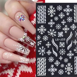 8 Sheets Christmas Nail Art Stickers for Nails Art 3D Self-Adhesive Gold Glitter Snowflake Xmas Trees Nail Decals White Reindeer Nail Stickers Winter Holiday Nail Design Stickers for Women DIY Kit