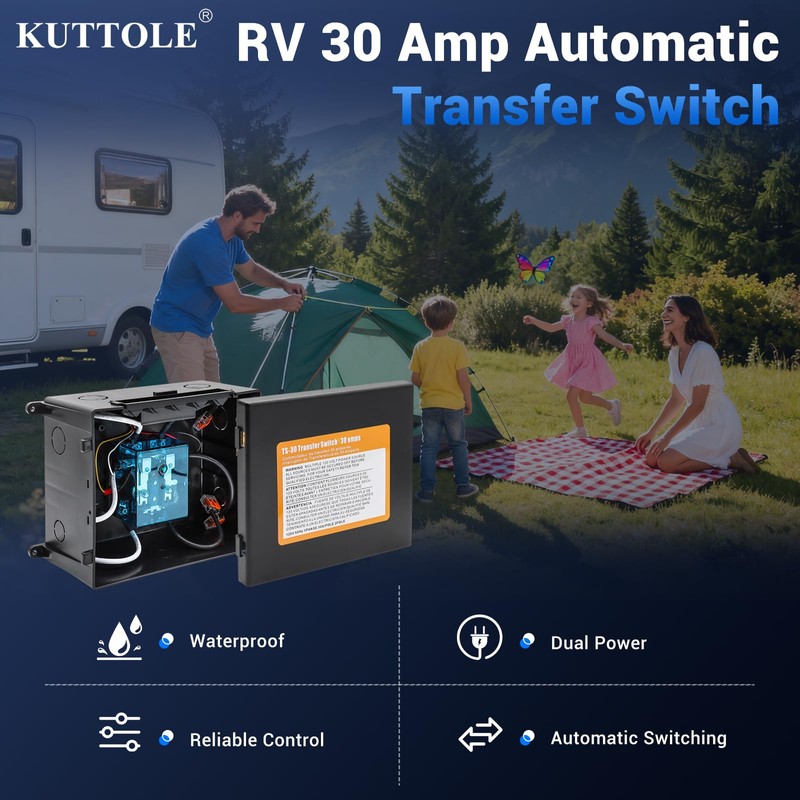 KUTTOLE 30 Amp Transfer Switch, Automatic Generator Transfer Switch for