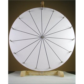 CHWAREHOUSE Woodwell 24-Inch Spin to Win Casino Prize Wheel with 15 Editable Prize Slots | Durable Wooden Tabletop Designed for Trade Shows Spinning Prize Wheel with Markers and Eraser Included